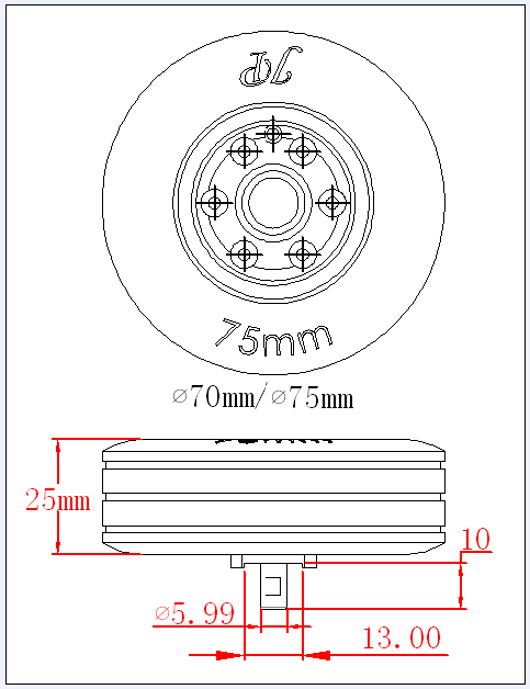 JP Hobby Electric Brake Wheel 65mm (4mm / 5mm /6mm axle)