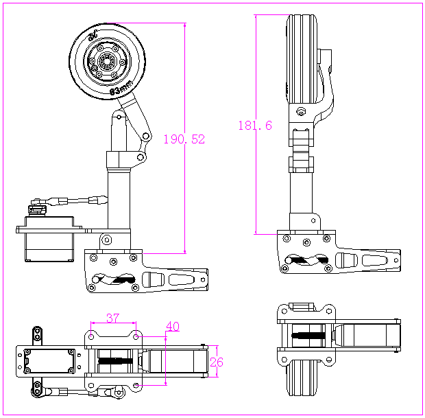 JP Hobby Alloy Electric Retracts Set (3 retracts) with Brake wheel For 12-17KG turbo jet Plane