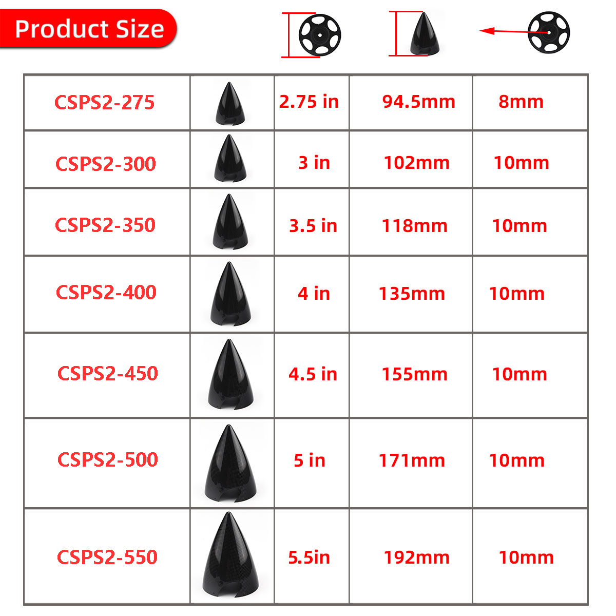 Carbon fiber cone Spinner with aluminum back plate