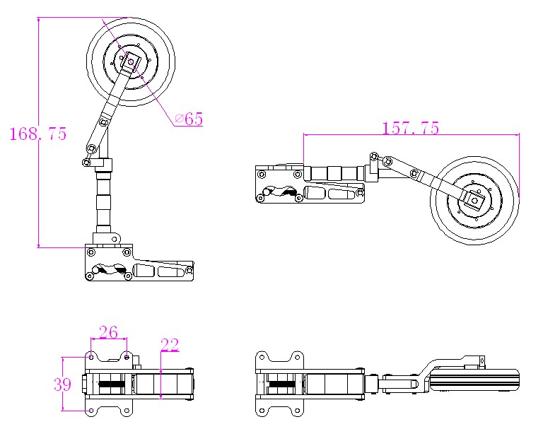 JP Hobby Alloy Electric Retracts Landing Gear Set (3 retracts) with Brake wheel For 90-120mm Jets rc Plane