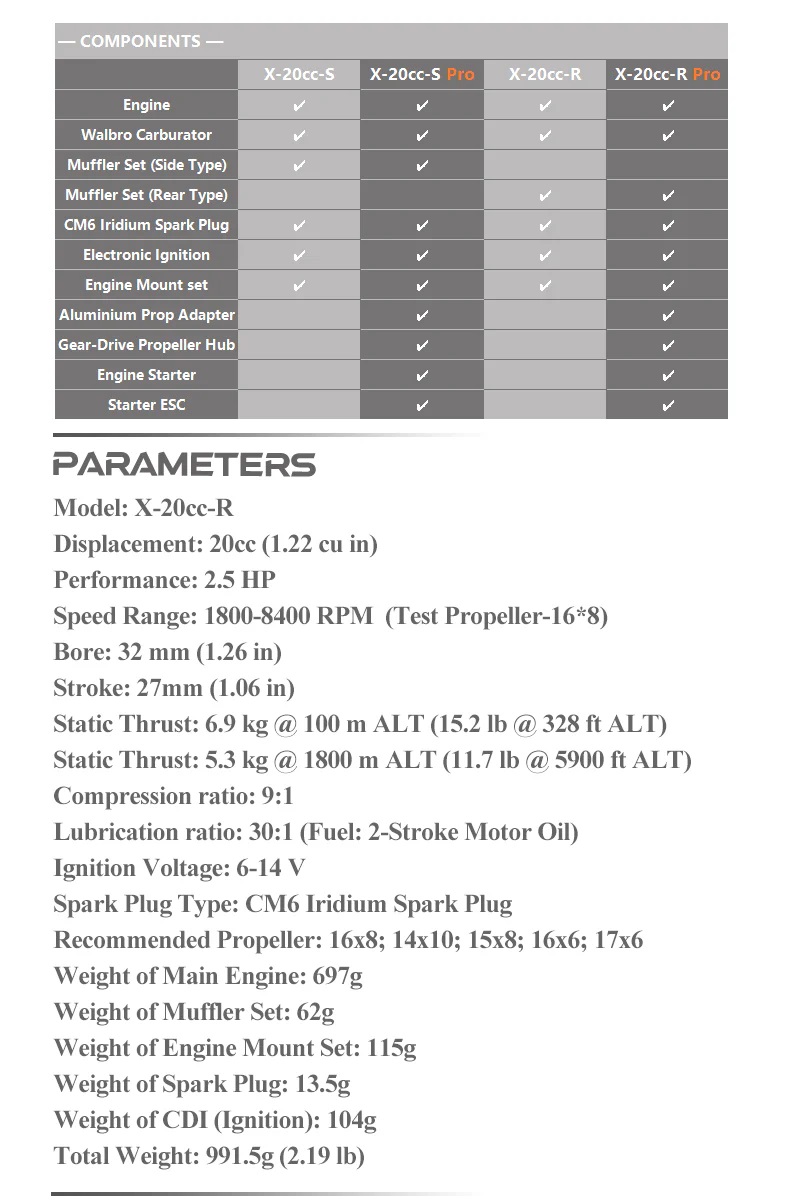 EPHIL X-Series 20cc-R Gasoline Engine