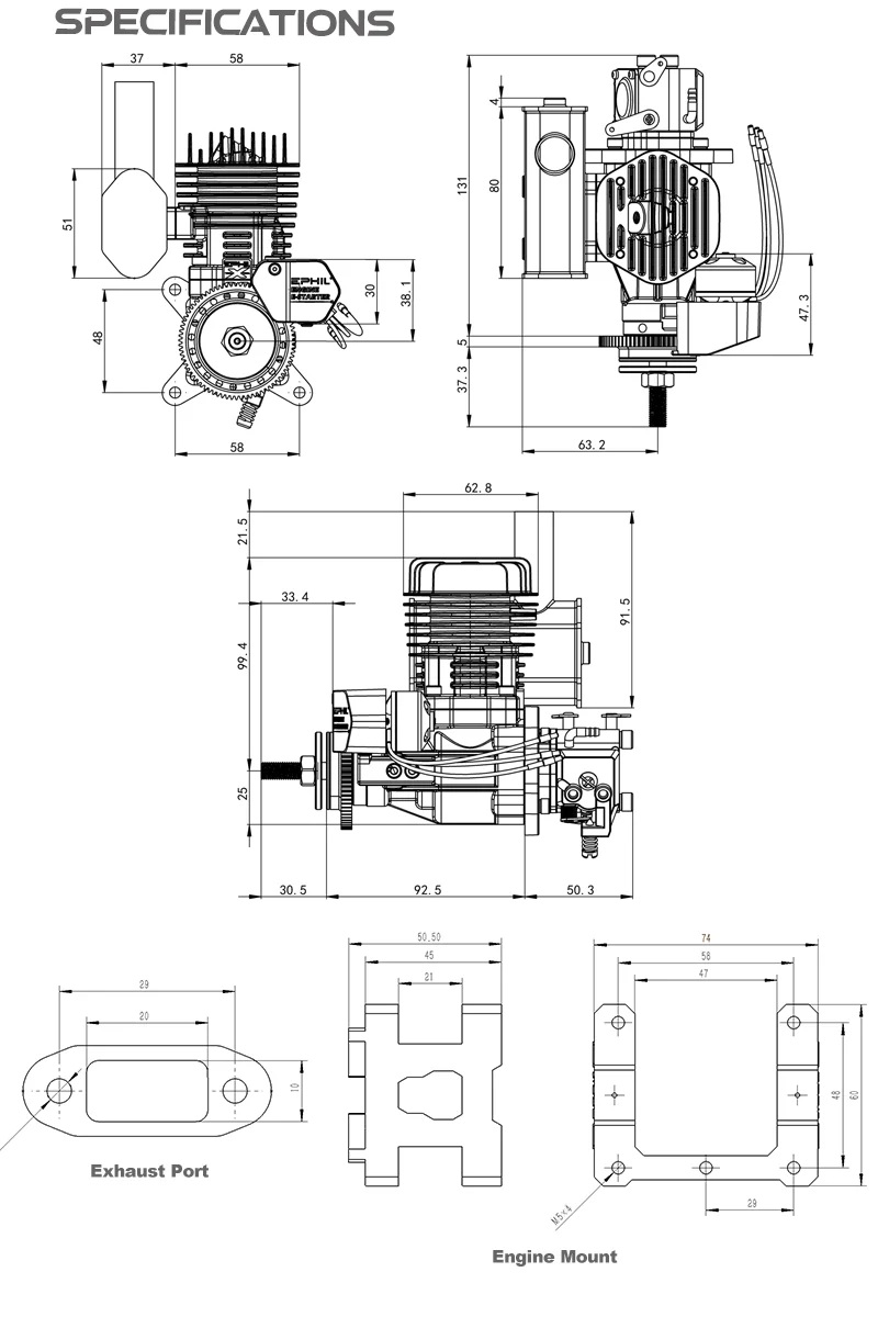 EPHIL X-Series 20cc-S Pro Gasoline Engine With E-Starter