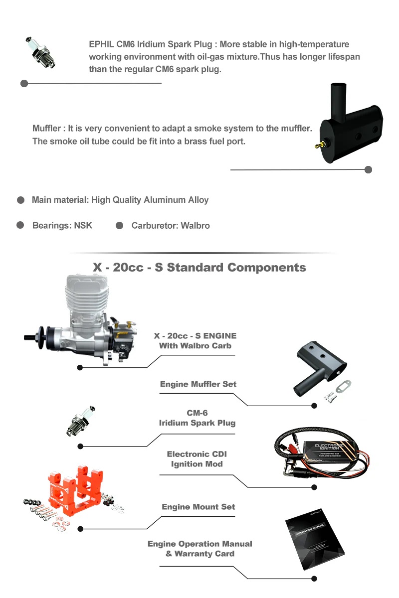 EPHIL X-Series 20cc-S Gasoline Engine