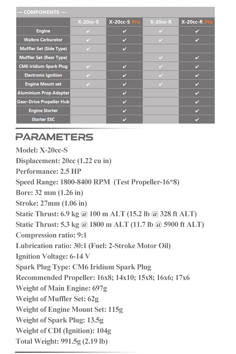 EPHIL X-Series 20cc-S Gasoline Engine