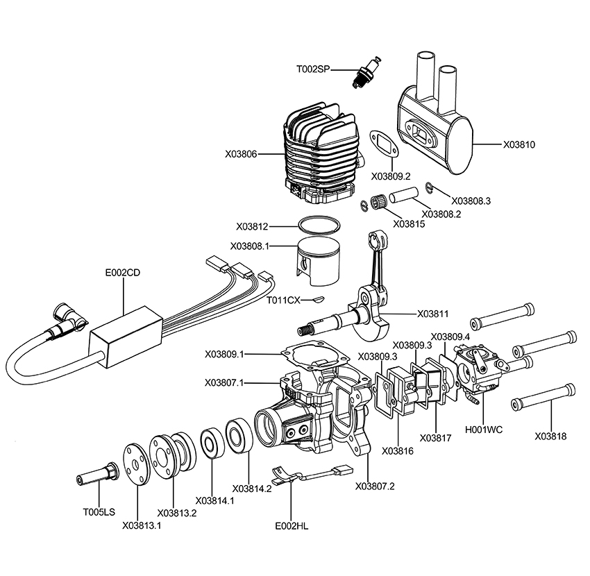 EPHIL X-Series 38cc-R Gasoline Engine