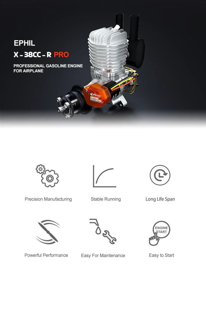 EPHIL X-38cc-R Pro Gasoline Engine With E-Starter