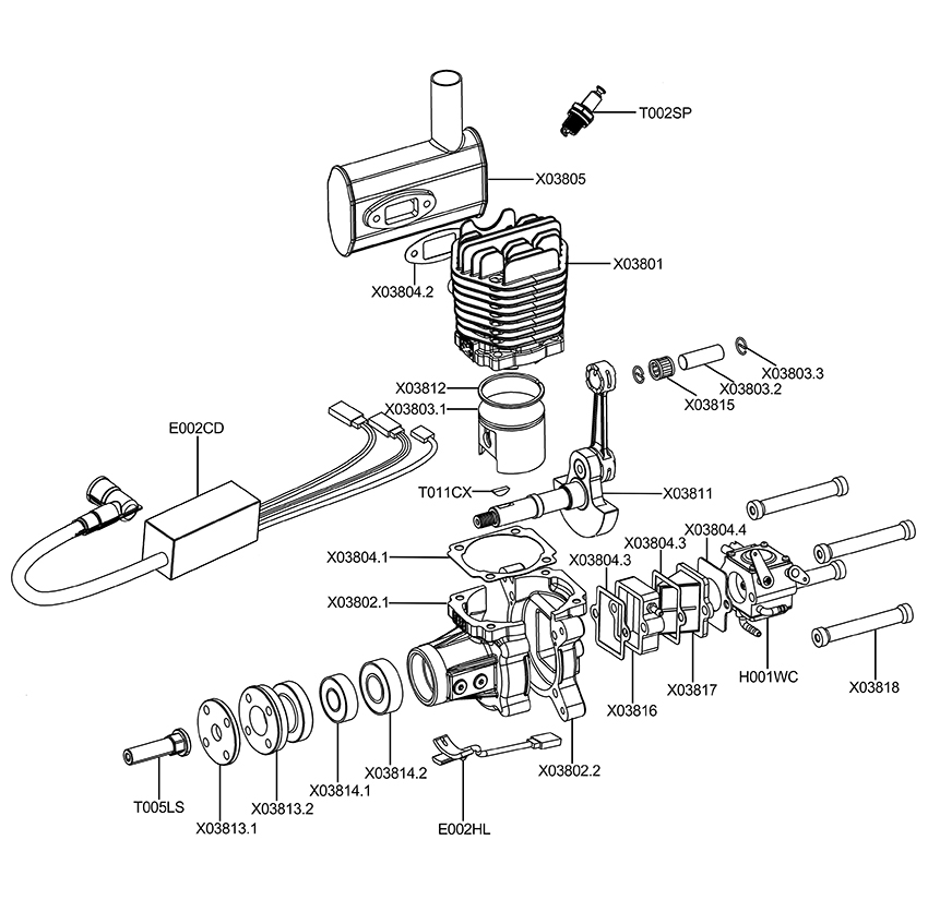 EPHIL X-Series 38cc-S Gasoline Engine