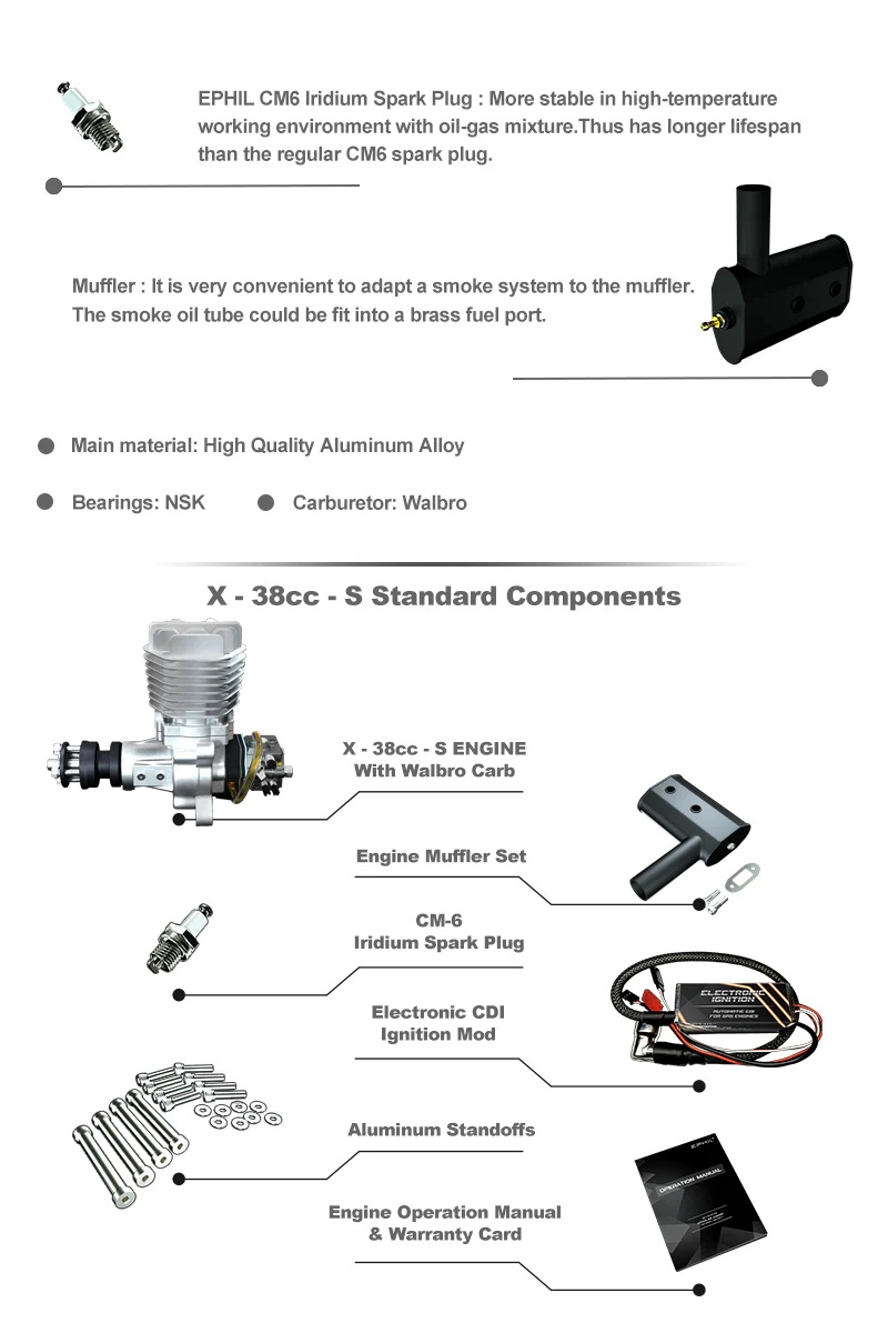 EPHIL X-Series 38cc-S Gasoline Engine