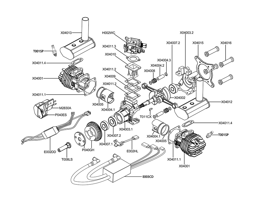 EPHIL X-40cc-T Pro Gasoline Engine With E-Starter