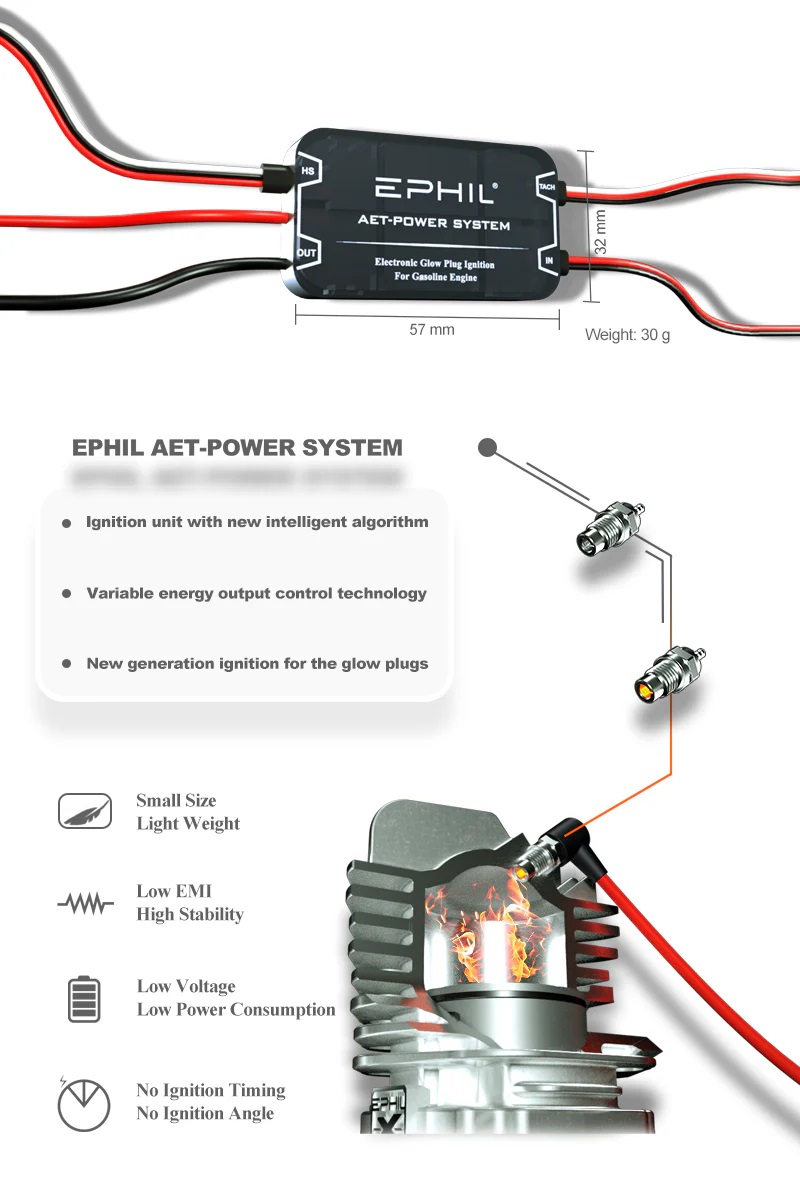 EPHIL XG-Series 20cc-R Glow Gasoline Engine