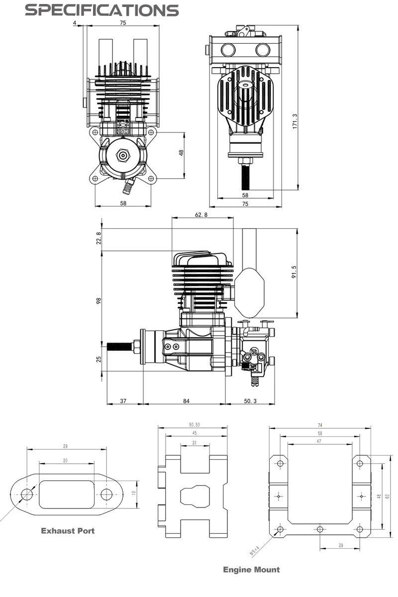EPHIL XG-Series 20cc-R Glow Gasoline Engine