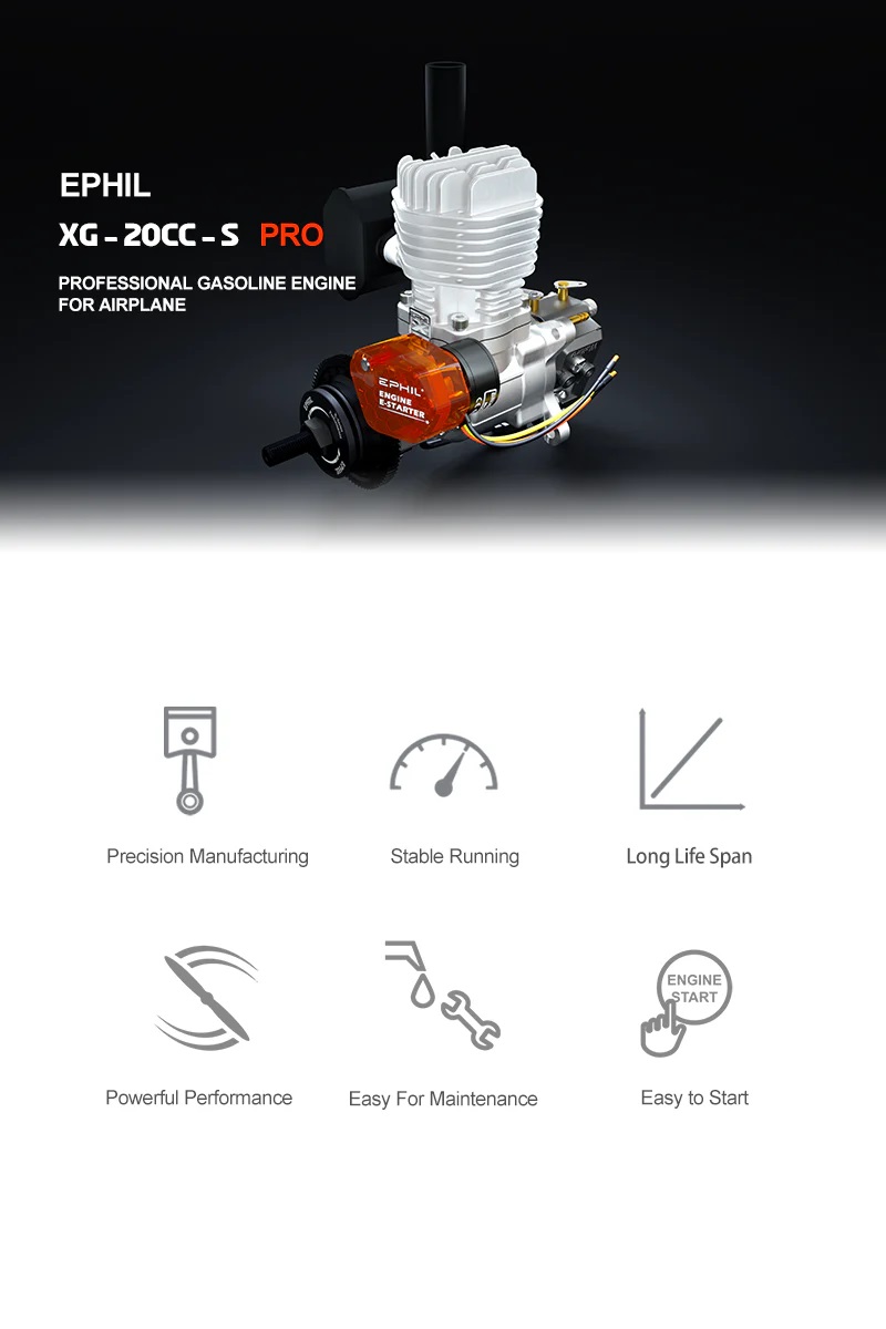 EPHIL XG-20cc-S Pro Glow Gasoline Engine With E-Starter