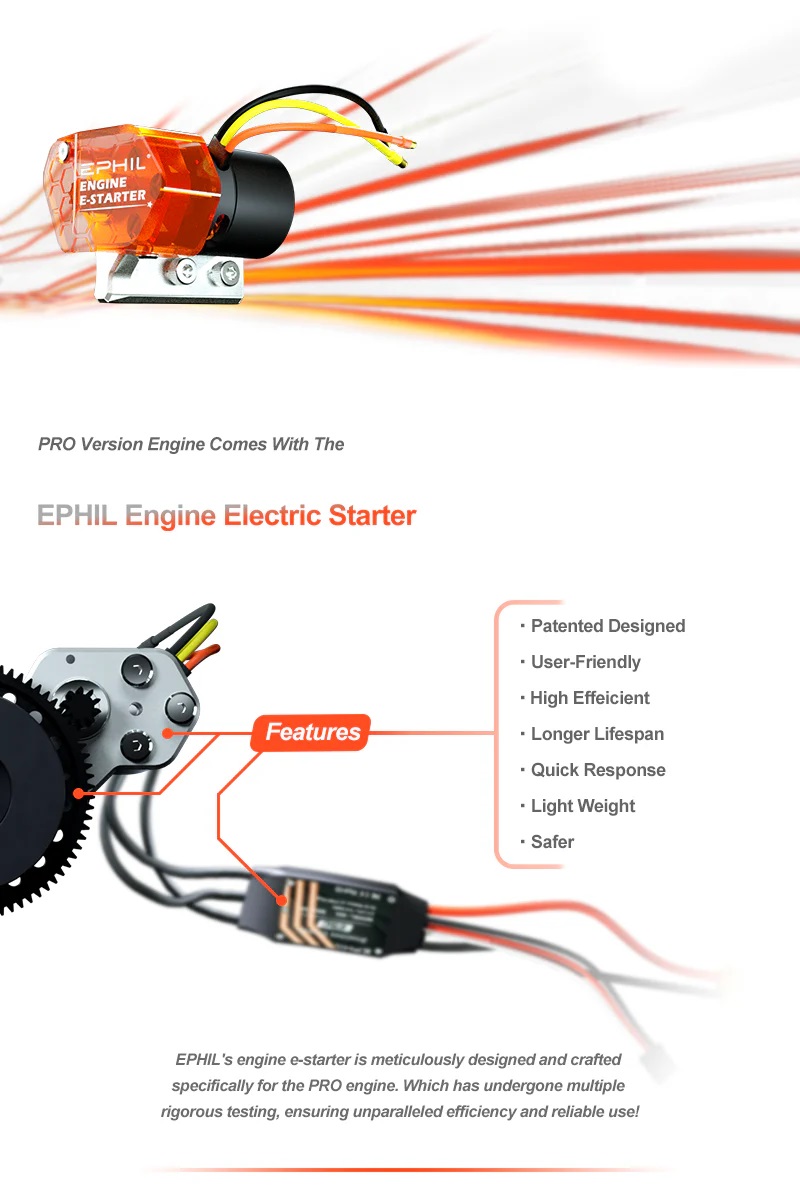 EPHIL XG-38cc-R Pro Glow Gasoline Engine With E-Starter