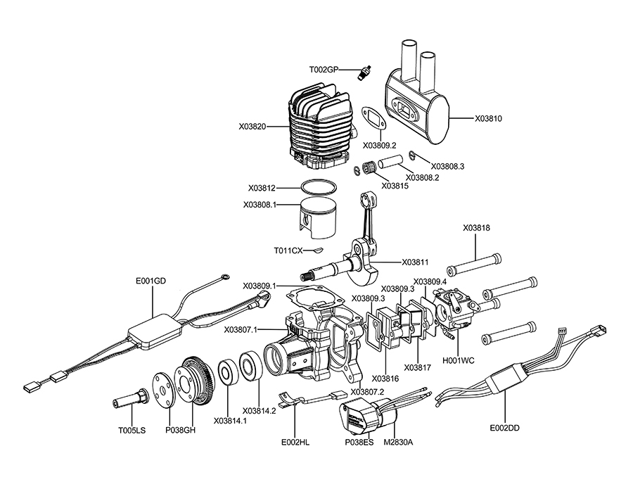 EPHIL XG-38cc-R Pro Glow Gasoline Engine With E-Starter