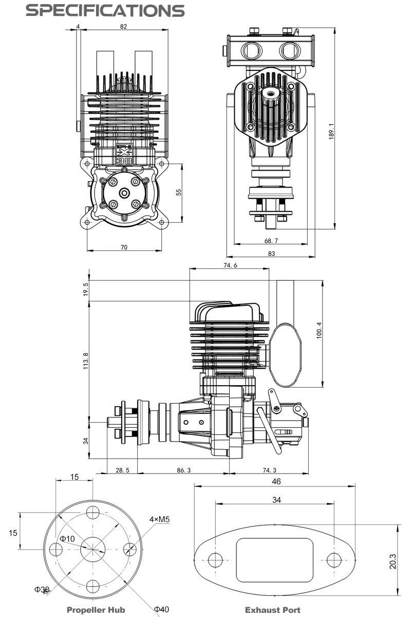 EPHIL XG-38cc-R Glow Gasoline Engine