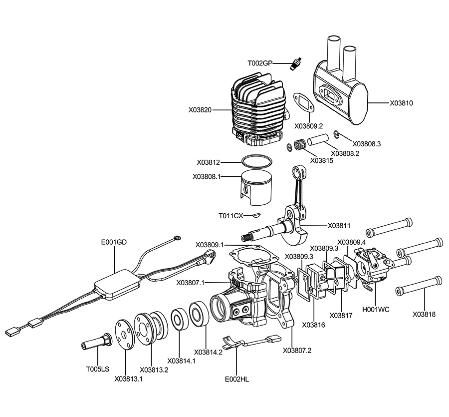 EPHIL XG-38cc-R Glow Gasoline Engine