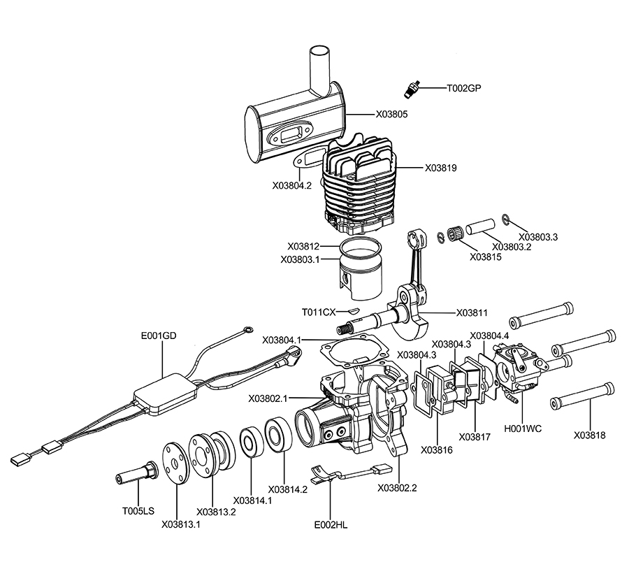 EPHIL XG-38cc-S Glow Gasoline Engine