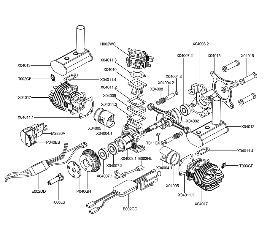 EPHIL XG-40cc-T Pro Glow Gasoline Engine With E-Starter