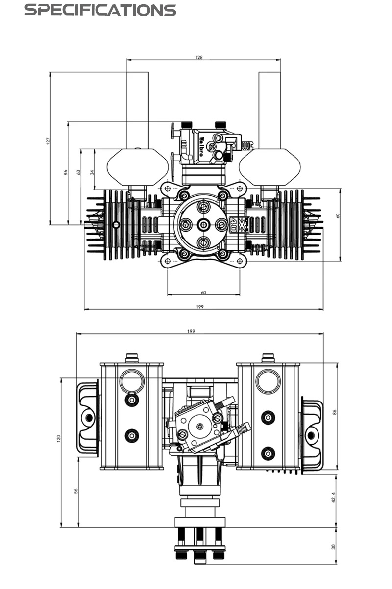 EPHIL XG-40cc-T Glow Gasoline Engine