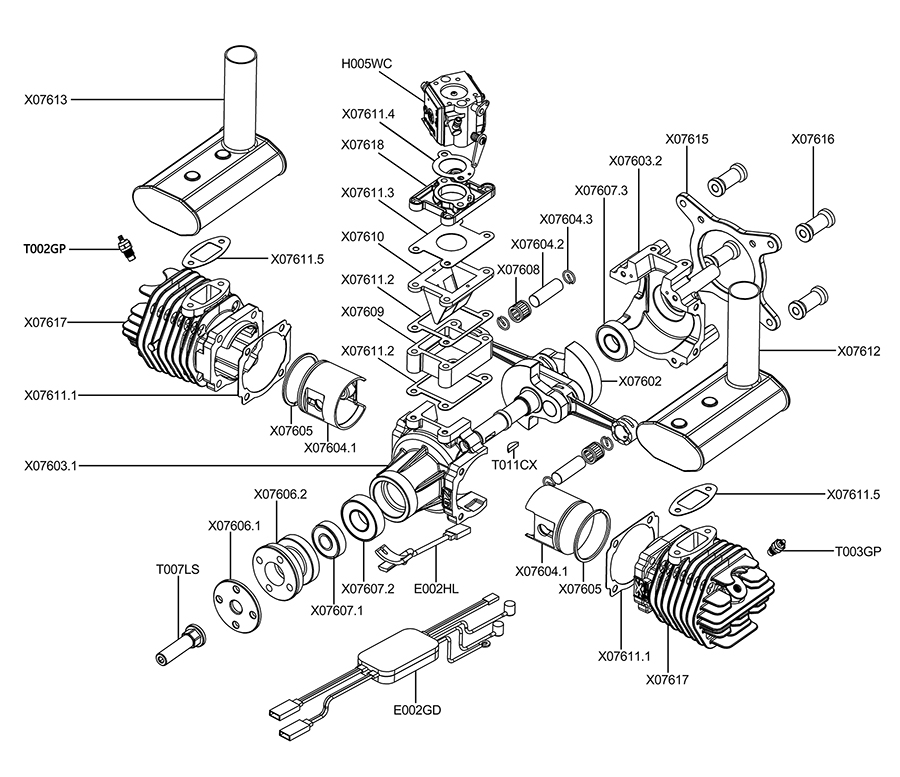 EPHIL XG-Series 76cc-T Glow Gasoline Engine