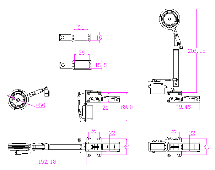 Alloy Electric Retracts Landing Gear Set (3 retracts) with Brake wheel For 7-8KG turbo jet Plane