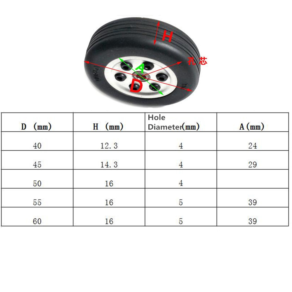 1pcs Rubber Wheels For Turbojet Airplane Wheel Diameter 40mm / 45mm / 50mm / 55mm / 60mm